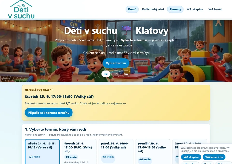Web pro Děti v suchu (rodičovská iniciativa)