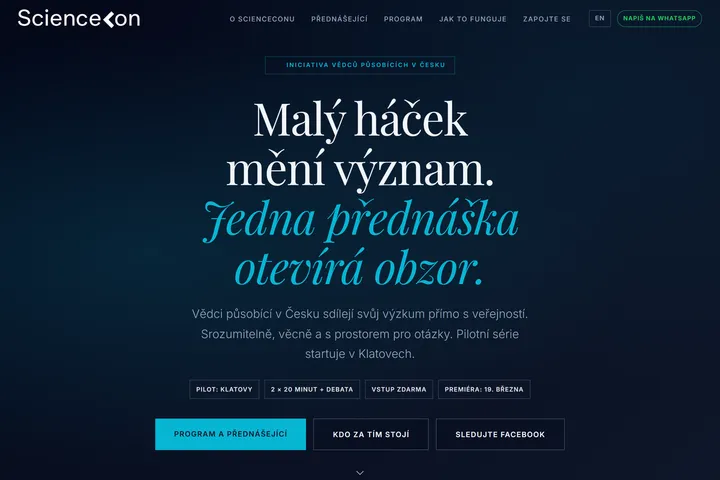 ScienceCon, vědecké přednášky pro veřejnost